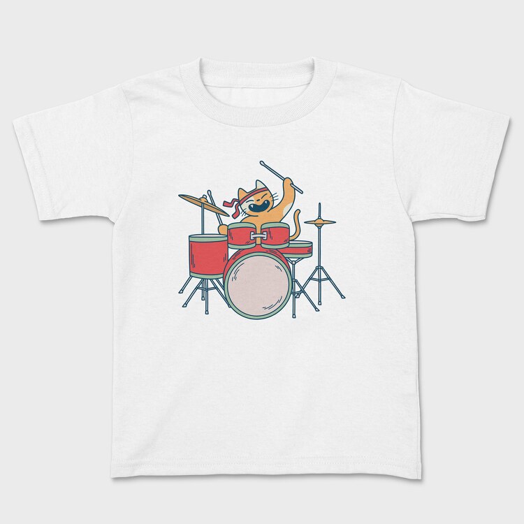 Tricou Copii, Cat Drummer