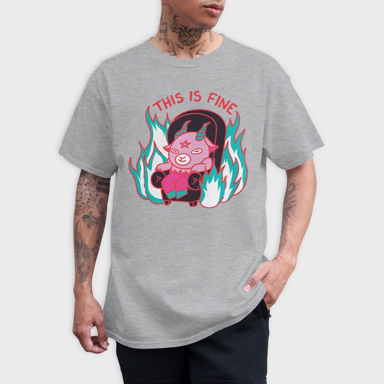 This Is Fine Baphomet Meme, Tricou Barbati (Unisex)