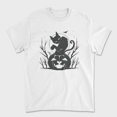 Cat Halloween Monochrome, Tricou Barbati (Unisex)