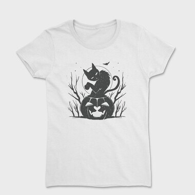 Cat Halloween Monochrome, Tricou Femei