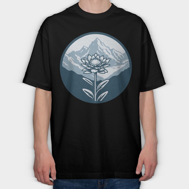 Alpine Flower Circle, Tricou Oversize Barbati (Unisex)