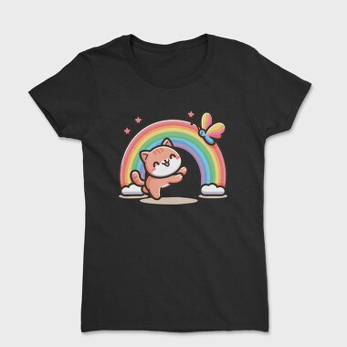 Cat Rainbow Cartoon, Tricou Femei