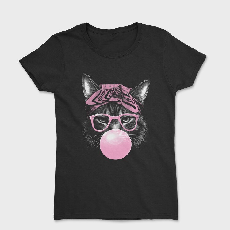 Tricou Femei, Cat Sunglassesd Bubblegum