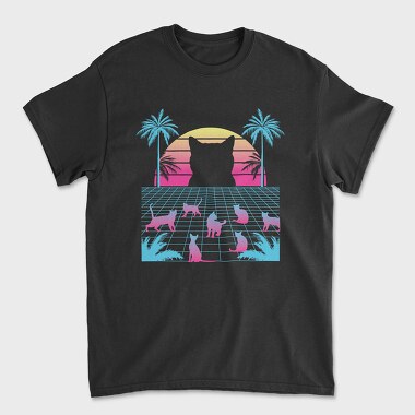 Tricou Barbati (Unisex), Cat Vaporwave