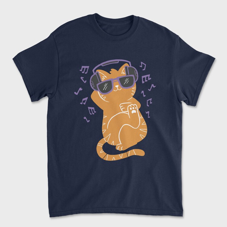 Tricou Barbati (Unisex), Cat With Sunglasses and Headphones