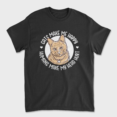 Cats Make Me Happy, Tricou Barbati (Unisex)