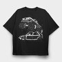 Monster Truck And Car, Tricou Oversize Barbati (Unisex)