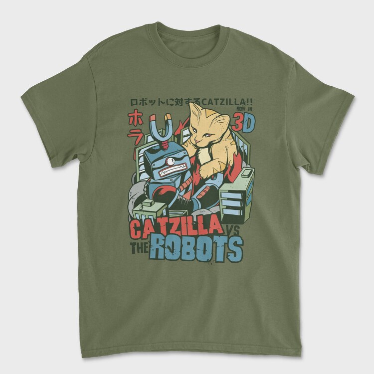 Tricou Barbati (Unisex), Catzilla vs Robot