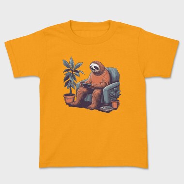 Tricou Copii, Chill Sloth Playing Video Games