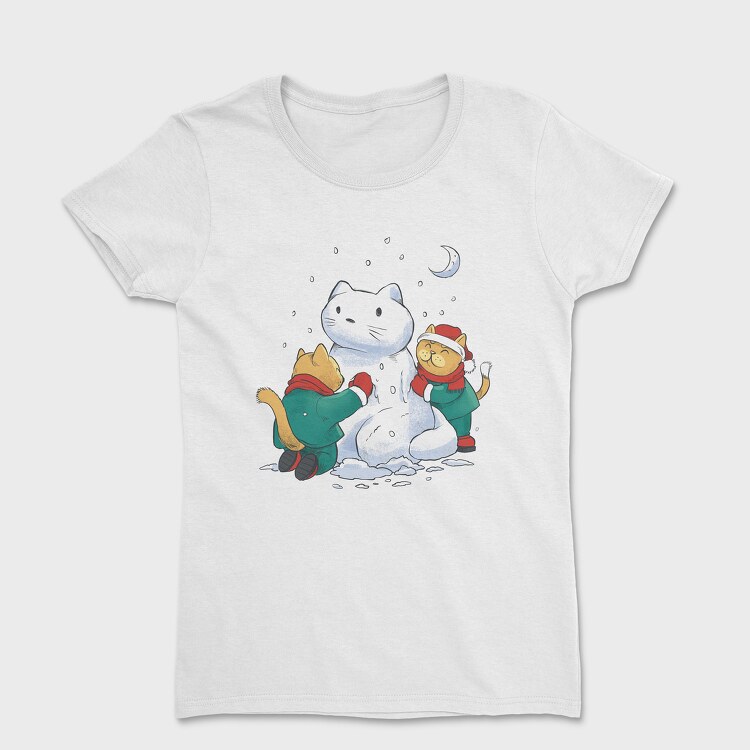 Tricou Femei, Christmas Cats Snowman