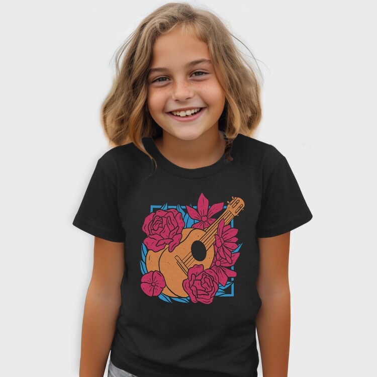 Flower Guitar Uke Flowers, Tricou Copii