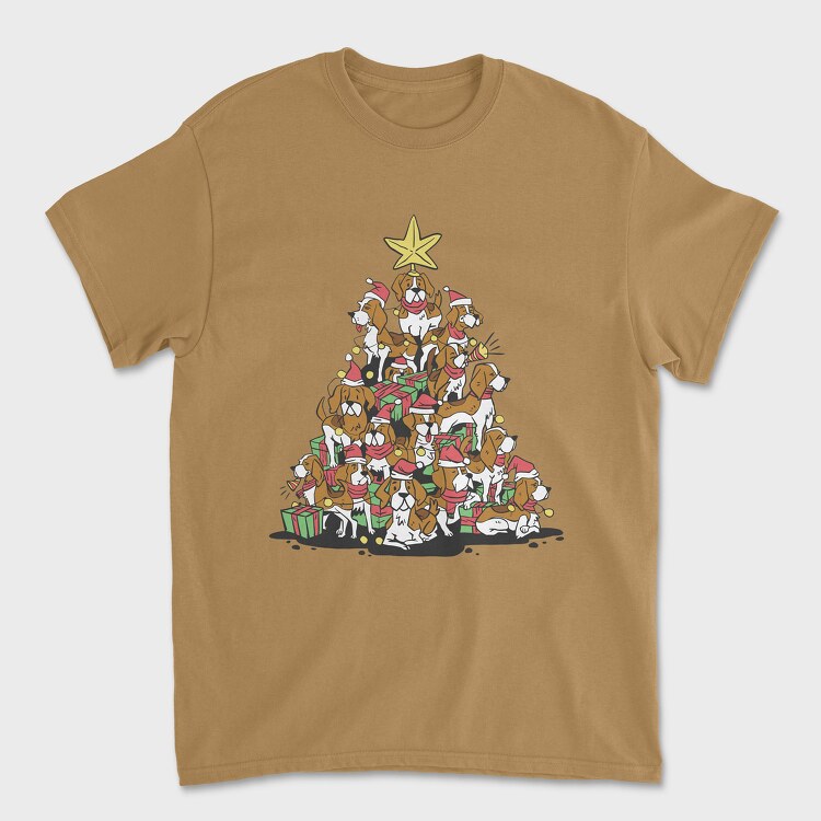 Tricou Barbati (Unisex), Christmas Tree Beagle