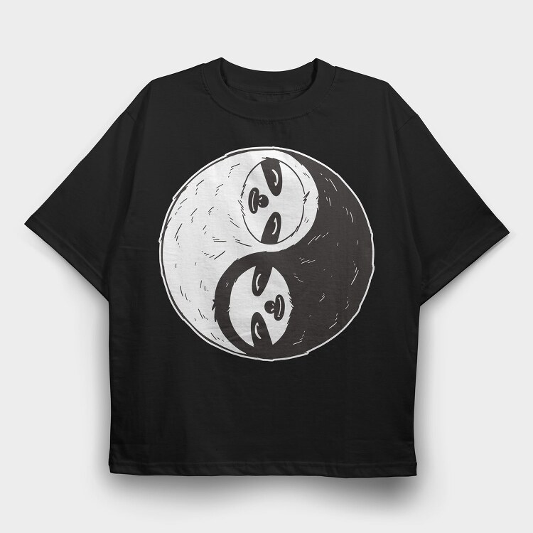 Yin And Yang Sloth, Tricou Oversize Barbati (Unisex)