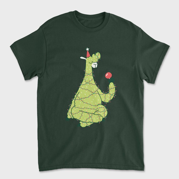 Tricou Barbati (Unisex), Christmas Tree Llama