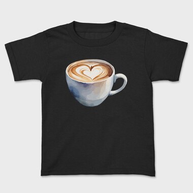 Coffee Mug Heart Watercolor, Tricou Copii