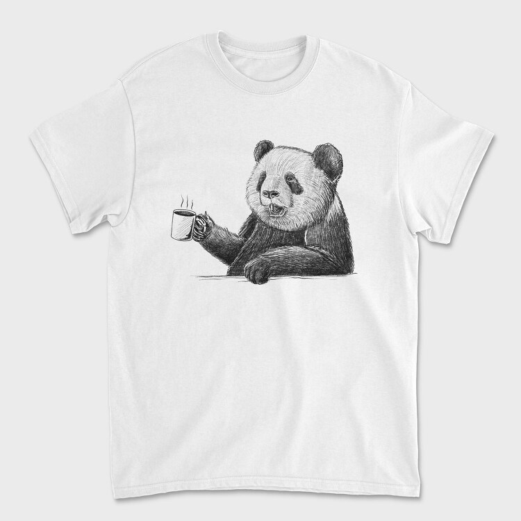 Tricou Barbati (Unisex), Coffee Panda Sketch