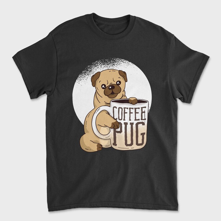 Tricou Barbati (Unisex), Coffee Pug Mug