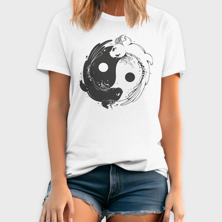 Yin Yang Axolotl Animals Monochrome, Tricou Barbati (Unisex)