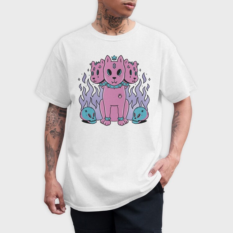 Three Headed Dog Pastel Goth Pink, Tricou Barbati (Unisex)