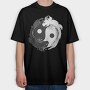 Yin Yang Axolotl Animals Monochrome, Tricou Oversize Barbati (Unisex)