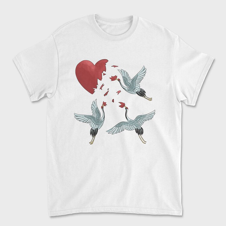 Tricou Barbati (Unisex), Crane Broken Heart