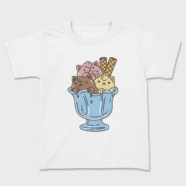 Tricou Copii, Cute Cats Ice Cream Bowl