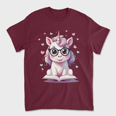 Cute Unicorn Reading, Tricou Barbati (Unisex)