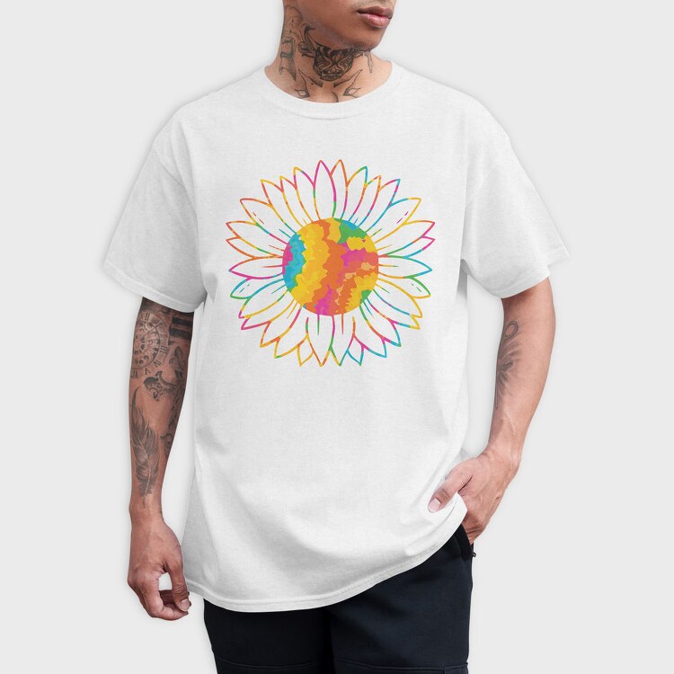 Tie Dye Sunflower, Tricou Barbati (Unisex)