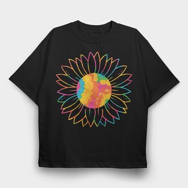 Tie Dye Sunflower, Tricou Oversize Barbati (Unisex)