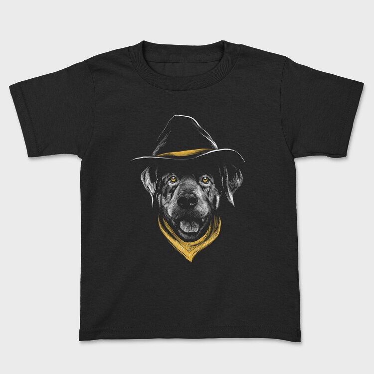 Tricou Copii, Dog Cowboy Realistic Color