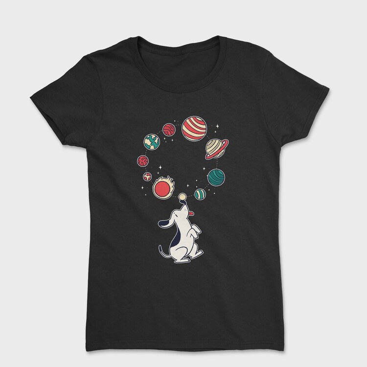 Tricou Femei, Dog Juggling Planets