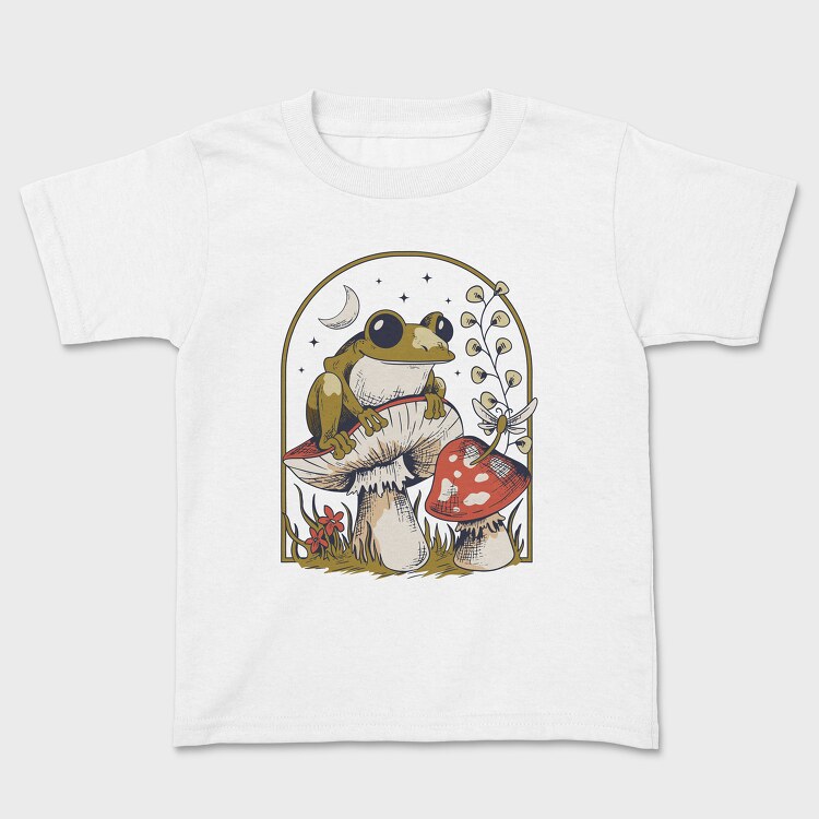 Frog and Mushrooms Vintage Draw, Tricou Copii