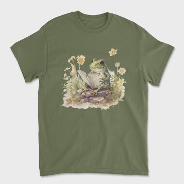 Frog Reading Watercolor, Tricou Barbati (Unisex)