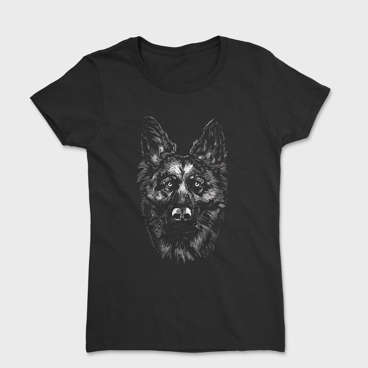 Tricou Femei, German Shepherd Monochrome