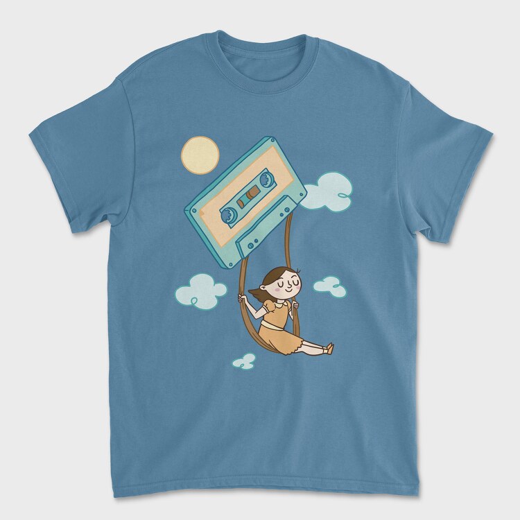 Tricou Barbati (Unisex), Girl Swinging on a Cassette Tape