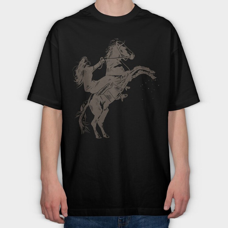 Girl Equitation Horse Two Feet, Tricou Oversize Barbati (Unisex)