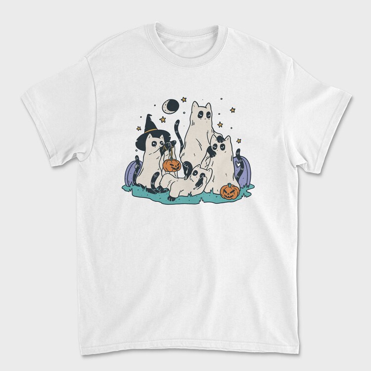 Tricou Barbati (Unisex), Halloween Cats