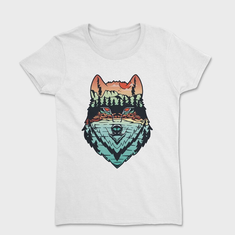 Hand Draw Landscape Wolf, Tricou Femei