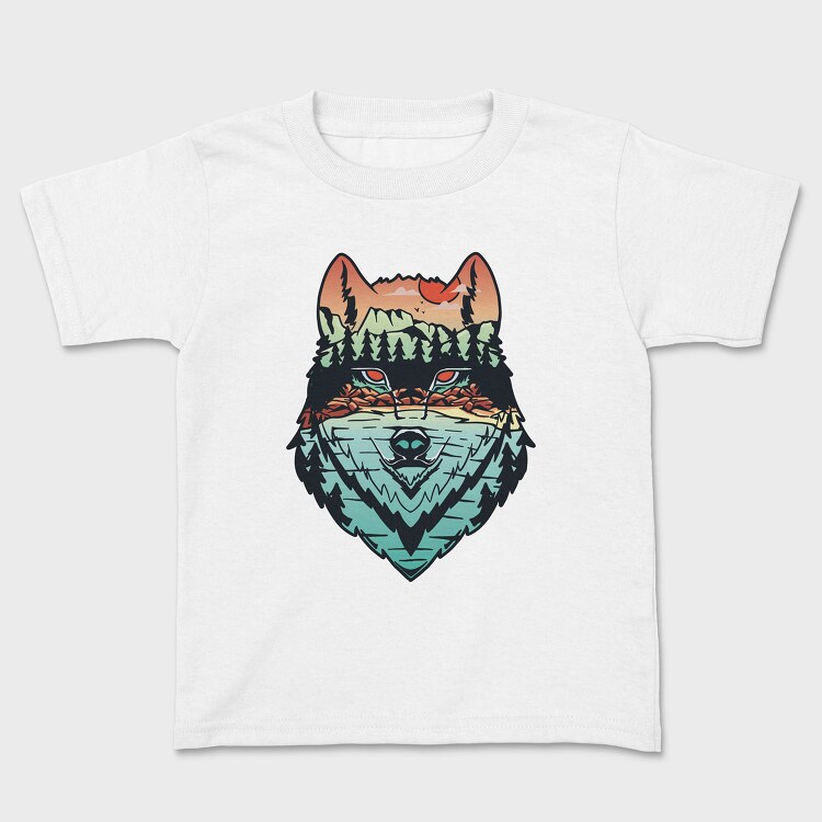 Hand Draw Landscape Wolf, Tricou Copii