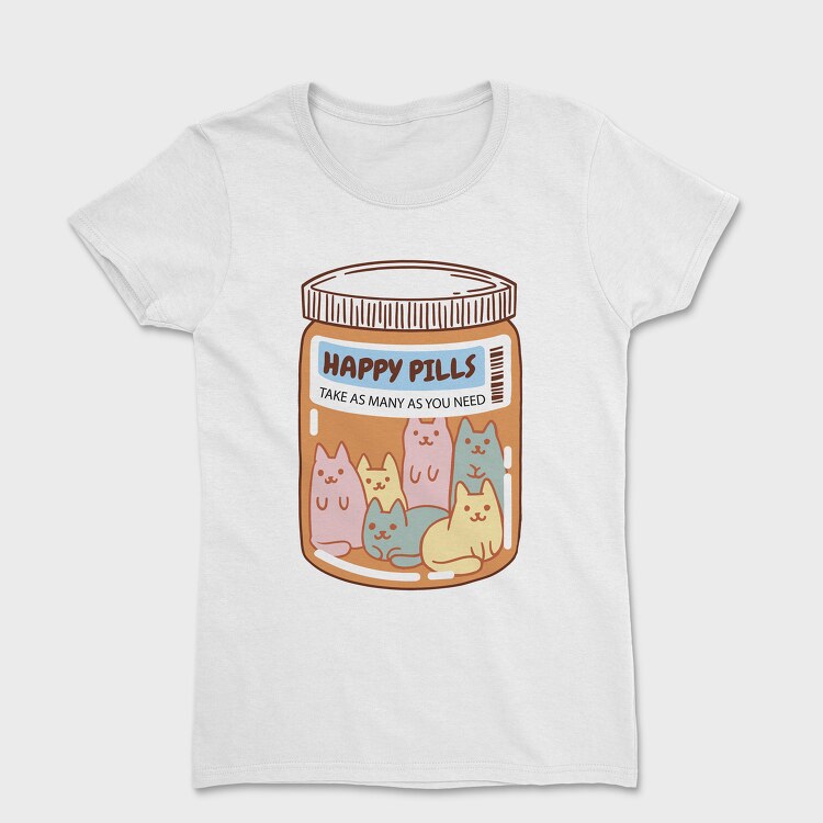 Happy Pills Cats Jar, Tricou Femei