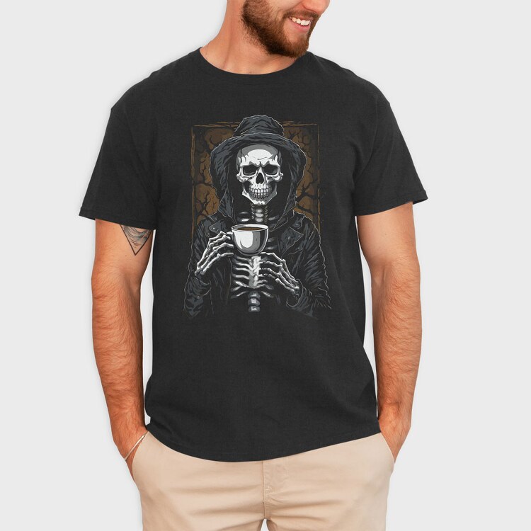 Skeleton Coffee Grave, Tricou Barbati (Unisex)
