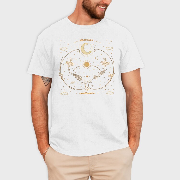 Moon Circle And Wildflowers Stars Sun Planets Tote 10, Tricou Barbati (Unisex)