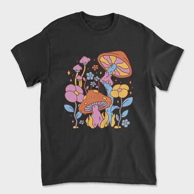 Hippie Flower Mushroom, Tricou Barbati (Unisex)