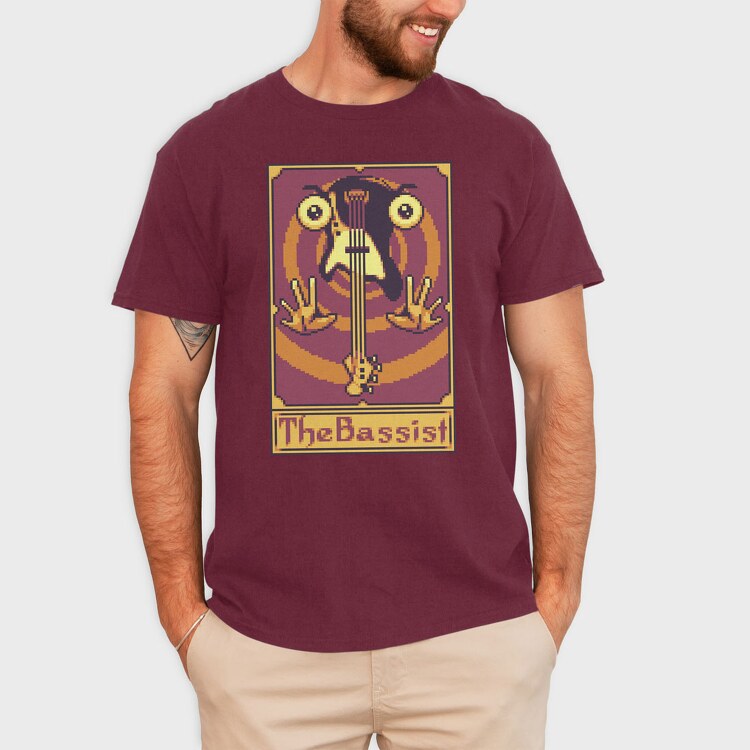 Pixelart Tarot Card the Bassist, Tricou Barbati (Unisex)