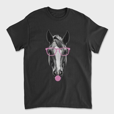 Tricou Barbati (Unisex), Horse Bubblegum Monochrome