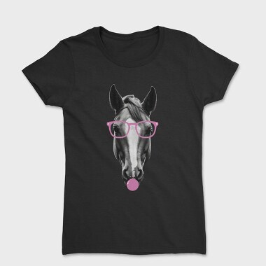 Tricou Femei, Horse Bubblegum Monochrome