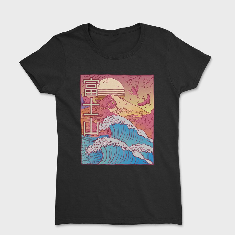 Tricou Femei, Japanese Vaporwave Big Wave