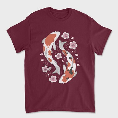 Koi Fish With Cherry Blossom, Tricou Barbati (Unisex)