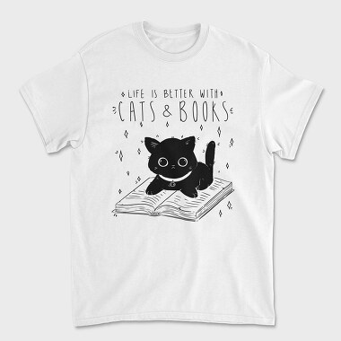 Life Is Better With Cats and Books, Tricou Barbati (Unisex)