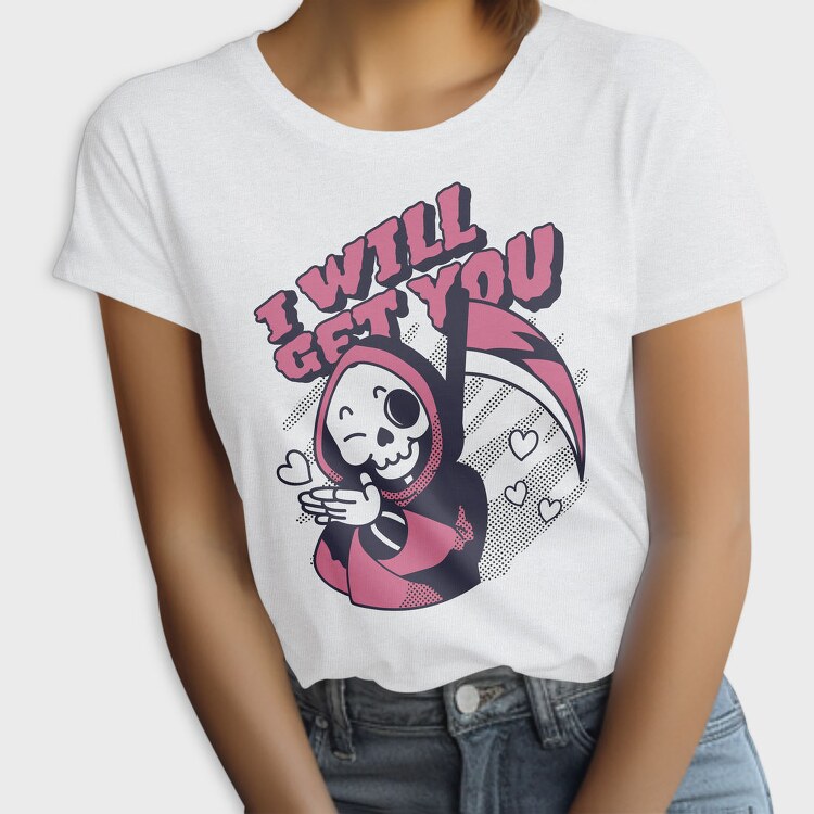 Cute Grim Reaper Halloween Skull, Tricou Femei